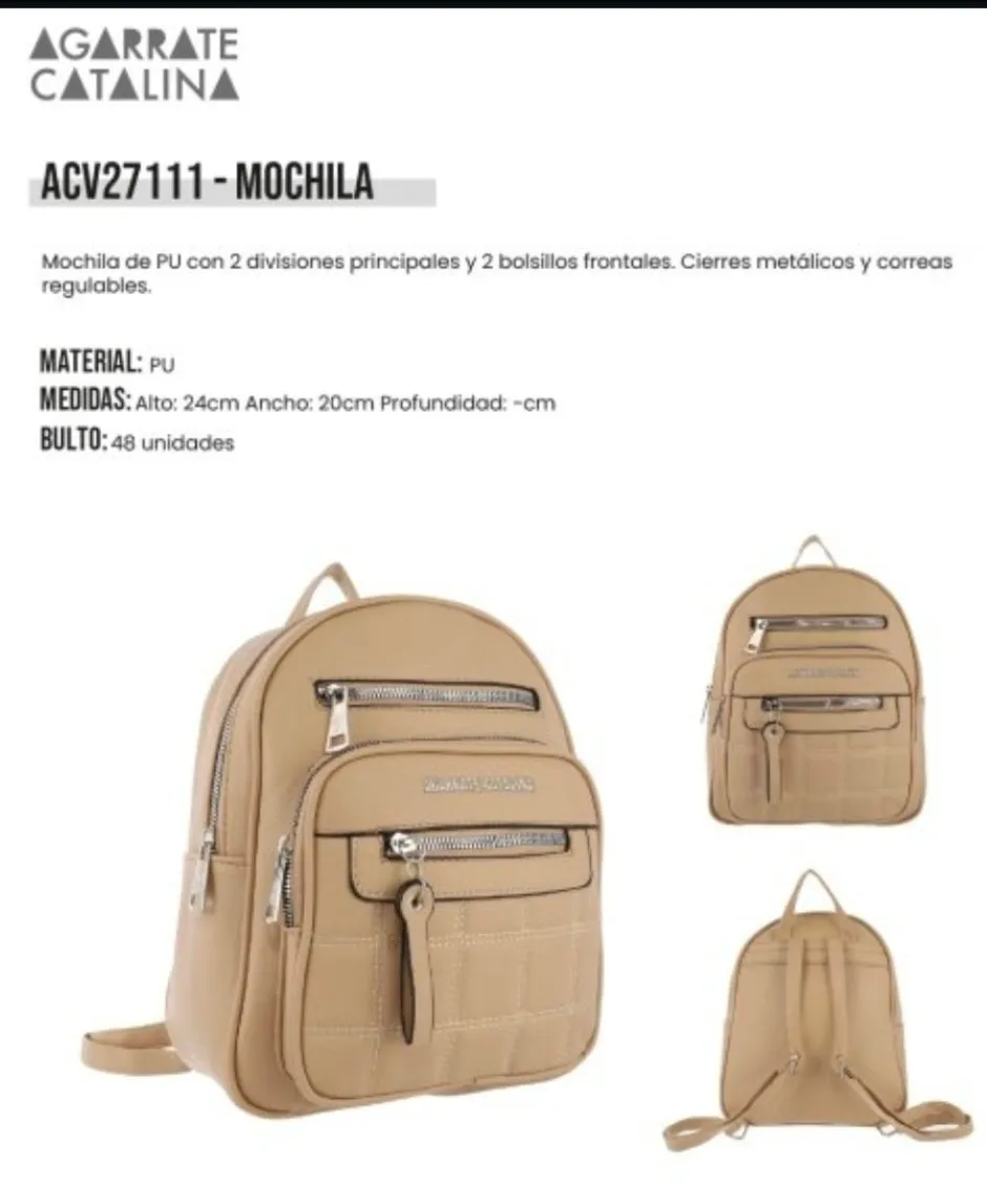 Cartera Mochila Agarrate Catalina Pu