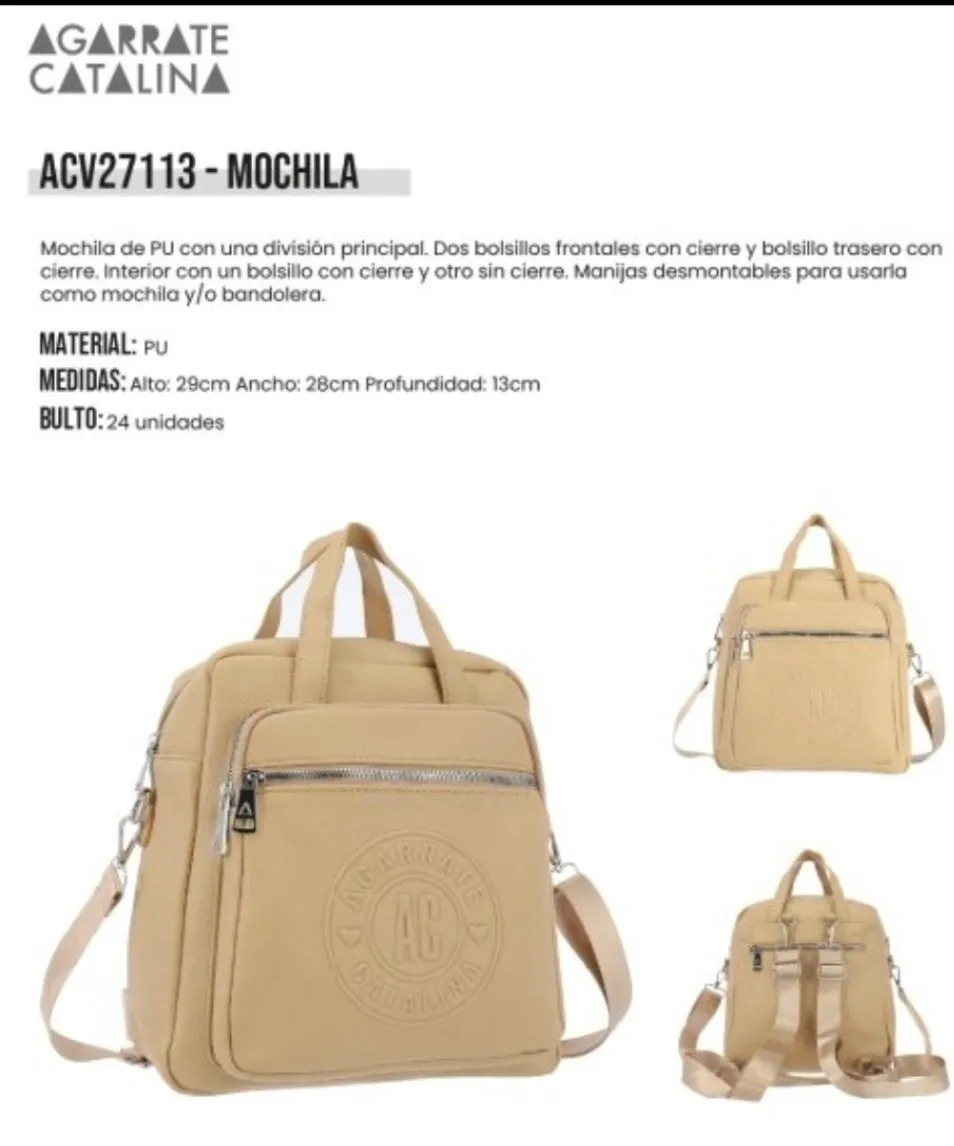 Cartera Mochila Agárrate Catalina Pu Acv27113